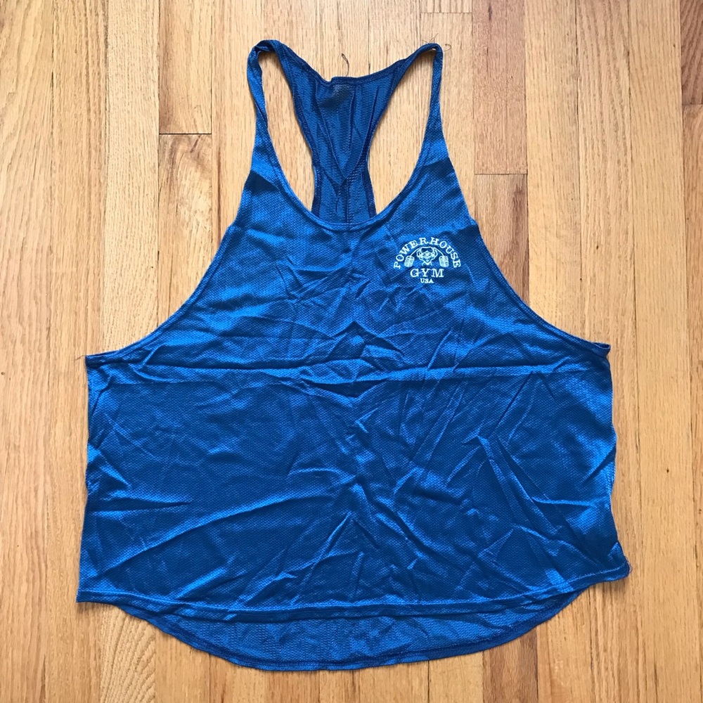 Powerhouse Gym Blue Mesh Workout Tank Medium VTG